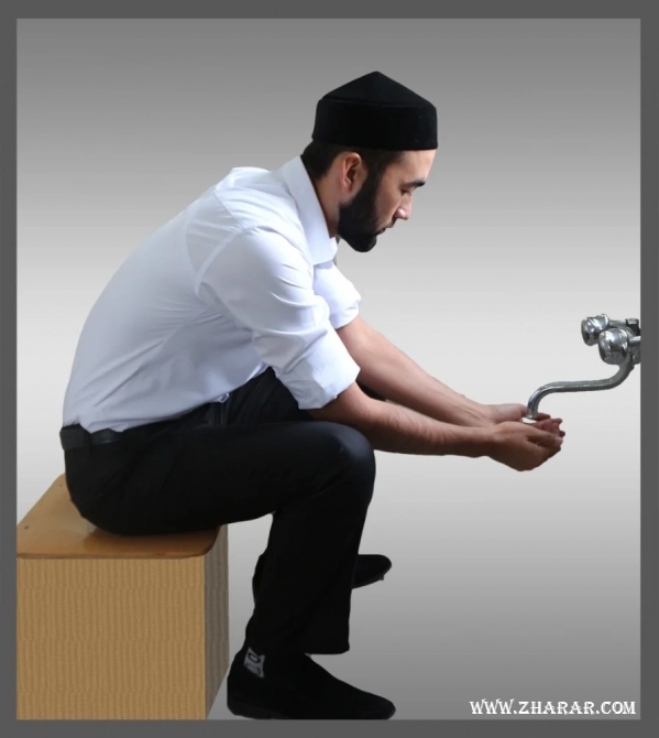 дәрет алу, үлгі, ерлерге, ұлдарға, Дәрет алу үлгісі -, еркек